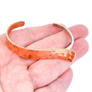 Estate Sterling Silver 925 and Copper Hammered Cuff Bracelet 6.5"